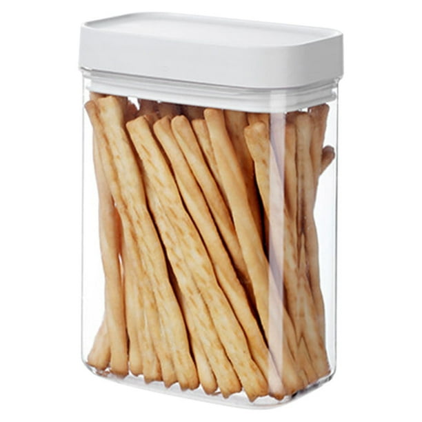 Contenedor de plástico para almacenar alimentos, recipiente hermético para cocina, organizador transparente para alimentos secos, apilable, para despensa, ideal para granos, snacks, harina y