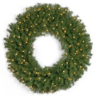 National Tree Company Pre-Lit Artificial Christmas Wreath, Green, Norwood Fir, Clear Lights,  42 Inches
