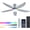 silver, variant on Ceiling fan with light, 48" RGB Low Profile Ceiling fans with Lights and Remote Control, Dimmable, DC Reversible Motor, Noiseless, 6 Speeds Flush Mount White Ceiling Fan for Bedroom