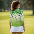 thumbnail image 5 of Uorisanigo Cute Four Leaf Clover Women's 3/4 Sleeve Golf Top Size 2XL Comfortable Polyester Spandex Fabric Moisture Wicking Tennis Activewear Zipper Neck Pullover Outing Wear, 5 of 7