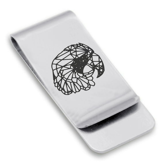 Stainless Steel Geometric Polygon Parrot Animal Classic Slim Money Clip Credit Card Holder