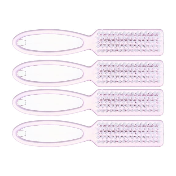 Unique Bargains 4 Pcs Fingernail Cleaner Nail Brush Fingernail Cleaning Tools with Plastic Handle Clear Pink