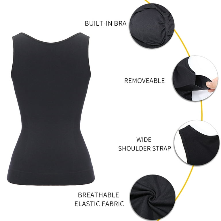 Tank Top with Built in Bra Women's Solid Color Thread with Chest Pad  Without Wearing Bra One Tank Top, A1-black, Small : : Clothing,  Shoes & Accessories