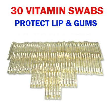 30 Teeth Whitening Vitamin e Swabs for Lip & Gums Protection Moisturizing - Made in