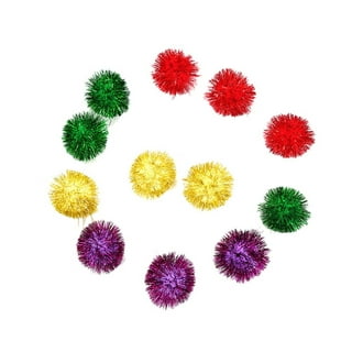 YYCRAFT 15pcs Jumbo Glitter Tinsel Pom Poms Sparkle Balls for DIY Craft,Cat Toys-Red(2 inch)
