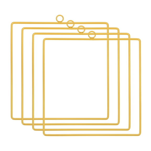 Uxcell 8in Metal Hoop for Crafts, 4Pcs Square Dream Catcher Supplies, Gold Tone