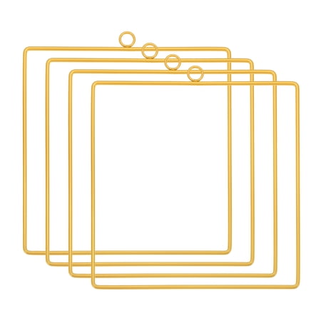 Uxcell 8in Metal Hoop for Crafts, 4Pcs Square Dream Catcher Supplies, Gold Tone