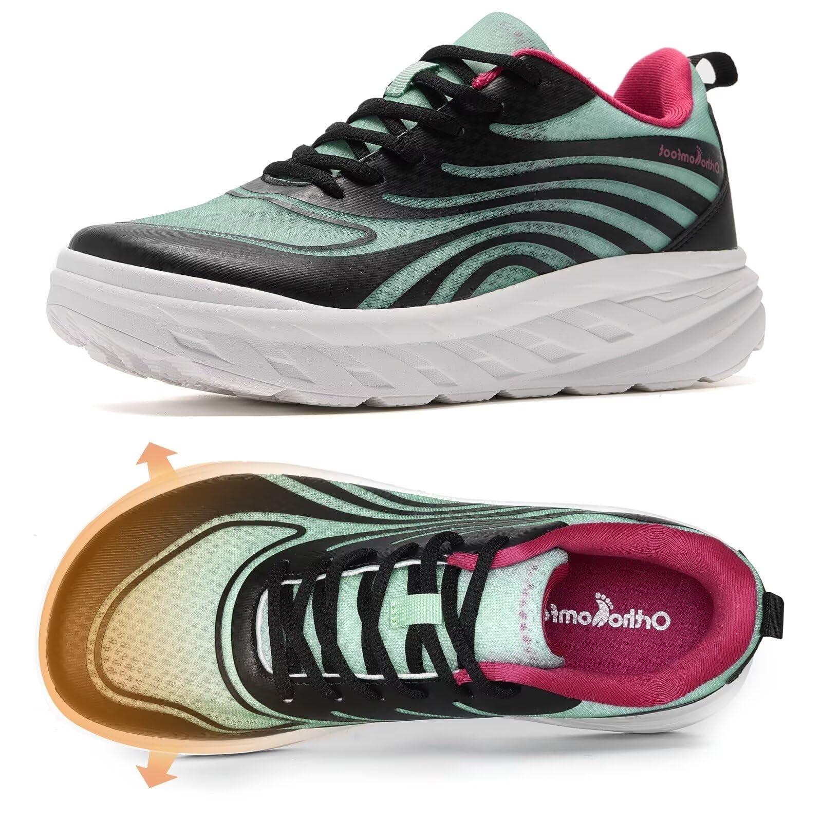 Women's Orthopedic Diabetic Wide Running Shoes: Comfortable Casual Arch Support Plantar Fasciitis Sports Sneakers