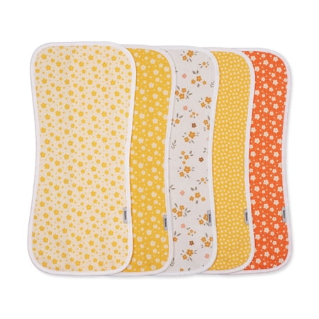 5 Pack Cotton Baby Burp Cloths, Contoured Ultra Absorbent Spit Up Rags, Soft Gentle for Sensitive Skin Newborn Boys Girls