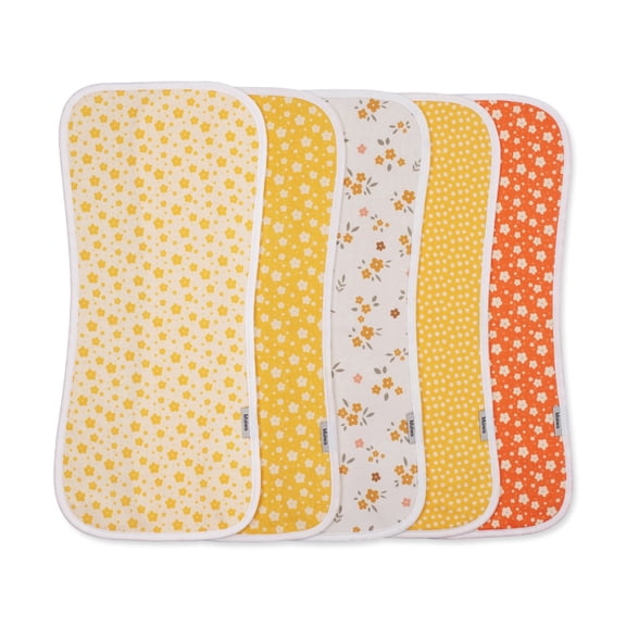 5 Pack Cotton Baby Burp Cloths, Contoured Ultra Absorbent Spit Up Rags, Soft Gentle for Sensitive Skin Newborn Boys Girls