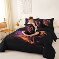 thumbnail image 3 of Castle Fairy Street Dirt Bike Bedding Comforter Set 7-Piece for Boys, Art Splash Texture King Bedding Sets for Bedroom, Orange Purple,Black Reversible, 3 of 7
