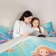 thumbnail image 4 of Feelyou Kawaii Ocean Mermaid Bedding Comforter Set for Kids Boys Girls, Starfish Coral Wildlife Queen Bedding Sets, Blue, Grey Reversible, 7 Pieces, 4 of 7