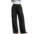 thumbnail image 4 of Womens Work Pants Work Pants for Women Women's Pants Wide Leg Pant Drawstring Casual Corgo Trousers With Pockets Black L, 4 of 6