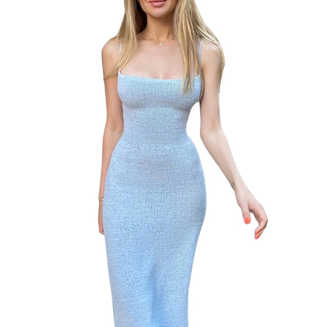 Txlixc Vestido ajustado sin mangas de una sola pieza de color sólido para mujer Txlixc Moda