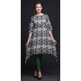 thumbnail image 2 of Bimba Green Abstract Tie-Dye Printed Asymmetrical Kurti Tops For Women Indian Summer Dress Tunic X-Large, 2 of 6