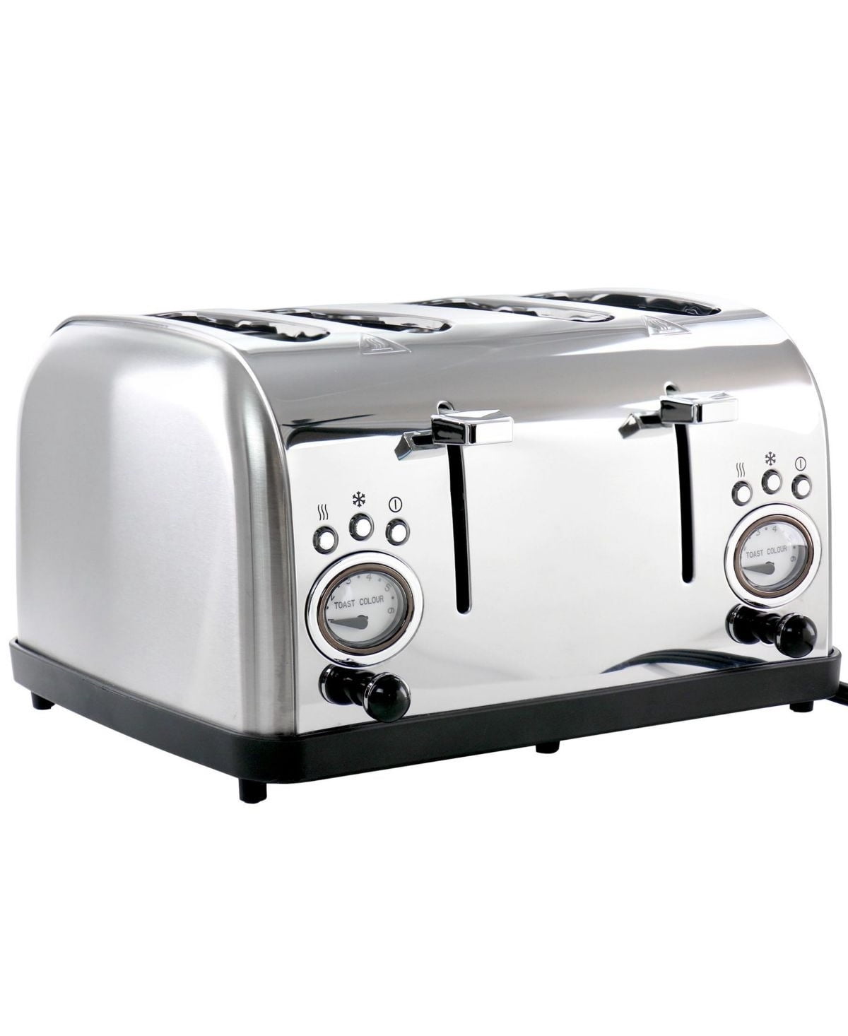 4 Slice Stainless Steel Wide Slot Retro Toaster with Dual Control Panels, 6 Browning Settings, 1.5-Inch Extra Wide Slots for Bagels & Waffles, Silver