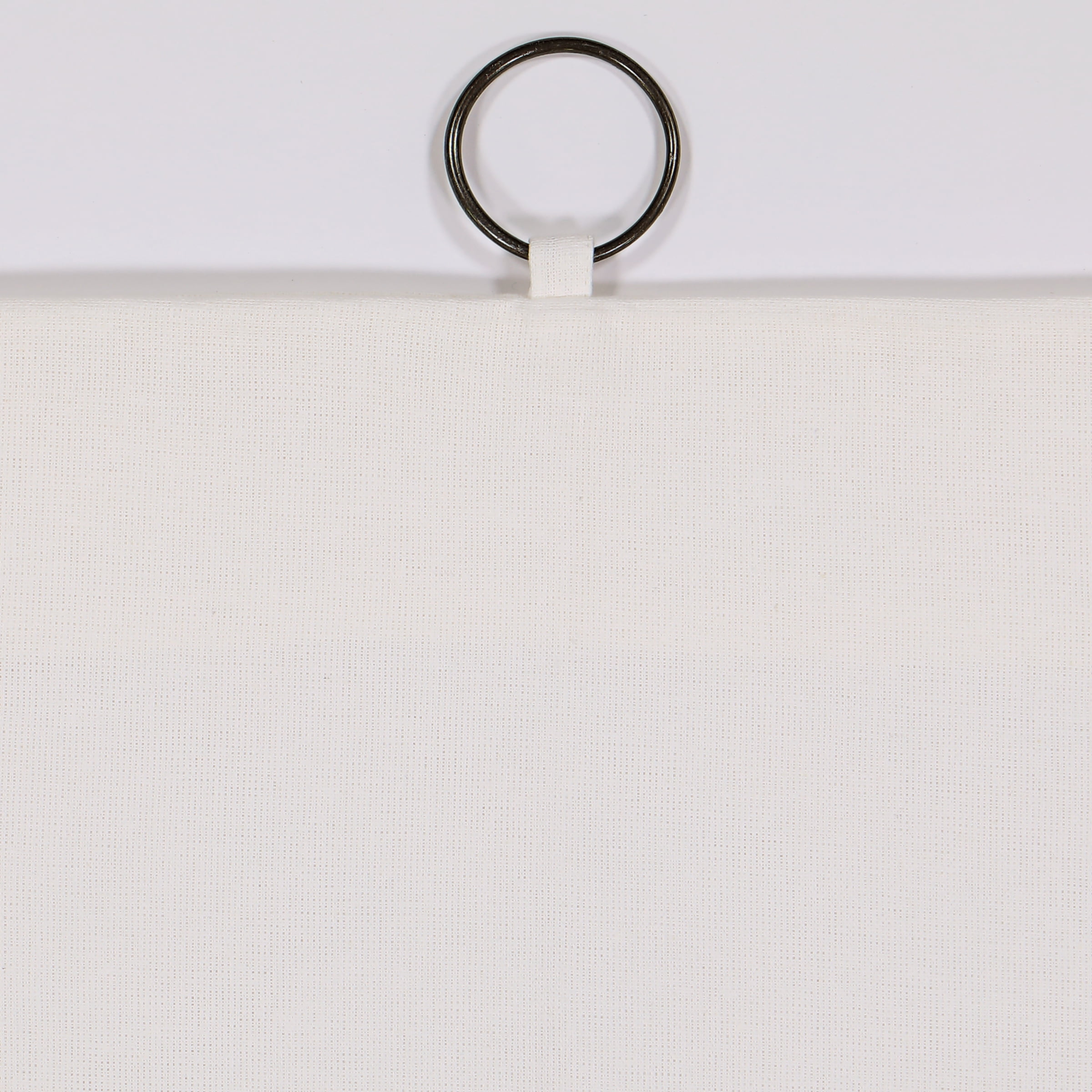 Drop Cloth Macrame Solid Cotton Light Filtering Ring Top Curtain Panel with Fringe Valance, Off-White, 50 x 108