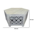 thumbnail image 5 of Benjara 39 Inch Artisan Hexagonal Coffee Table, Graphic Cutout Patterns, Gray Wood, 5 of 5