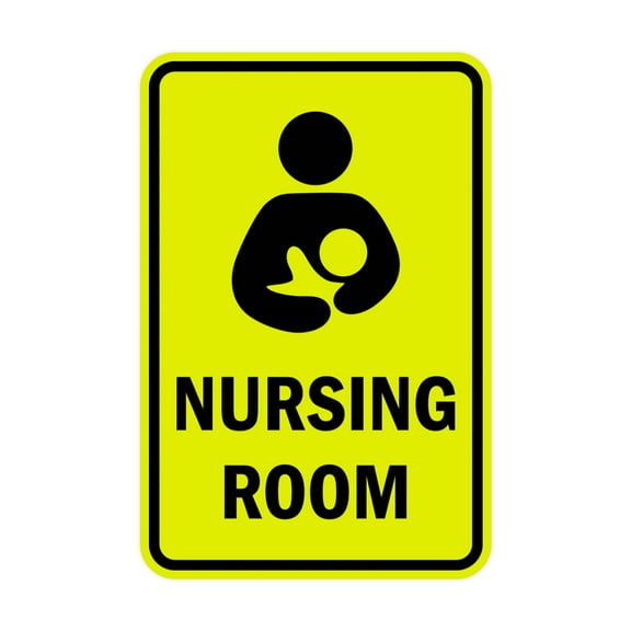 Portrait Round Nursing Room Sign (Yellow / Black) - Large 6" x 8"