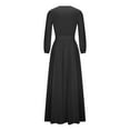 thumbnail image 3 of Odeerbi Dresses For Women 2025 Long Sleeve Elegant Long Round Neck Temperament Solid Color Dress Yellow, 3 of 7