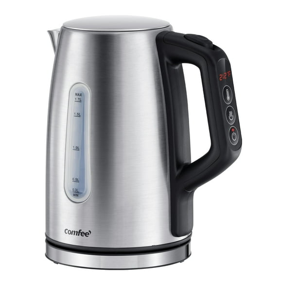 Comfee' Stainless Steel Electric Kettle, Temperature Control With 6 Presets, 1-Hr Keep Warm, Kettle Water Boiler 1.7 Litres, 1500W With Viewing Window, Auto-Off And Boil-Dry Protection