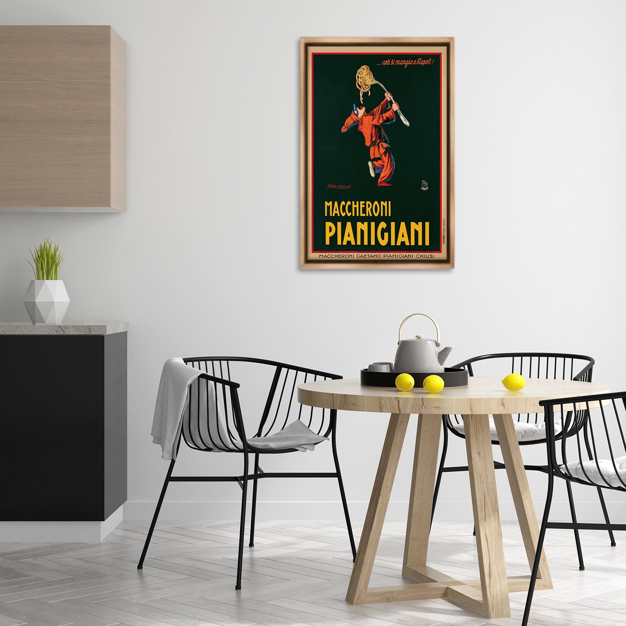 Stupell Industries Maccheroni Vintage Ad Food & Beverage Painting Brown Floater Framed Canvas Art Print Wall Art, 21 x 31