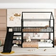 thumbnail image 2 of Bellemave Bunk Bed with Slide and Stairs, Metal Twin Over Twin House Bunk Bed Frame with Storage Shelves, Floor Low Bunk Beds for Bedroom (Black), 2 of 8