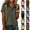 #03 Army Green, variant on Womens Collared Polo Shirt Half Button Short Sleeve Waffle Knit Tops Denim Patchwork Comfort Fit Work Wear Blouses,S,#03 White