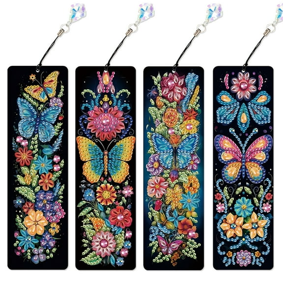 4pcs Diamond Painting Kit Bookmarks, Spiritual Butterfly Fine General DIY Bookmarks, Lightweight and Durable for Reading Lovers