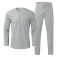 thumbnail image 4 of Kayannuo Sweat Pants for Men Spring Christmas Men's Solid Color Suit Round Neck Long Sleeve T-Shirt Trousers Tight Two Piece Set Gray, 4 of 5