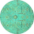 thumbnail image 1 of Ahgly Company Indoor Round Oriental Turquoise Blue Traditional Area Rugs, 3' Round, 1 of 4