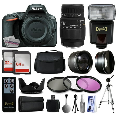 Nikon D5500 SLR Digital Camera (Body Only) 1544 + Sigma 70-300mm f/4-5.6 DG Autofocus Lens + 96GB Memory + Case + 2.2x Wide Angle + 0.43x Telephoto + Filters + Full Size Tripod + More!
