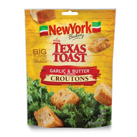 New York Bakery Texas Toast Garlic and Butter Croutons, 5 oz Bag pack of 2