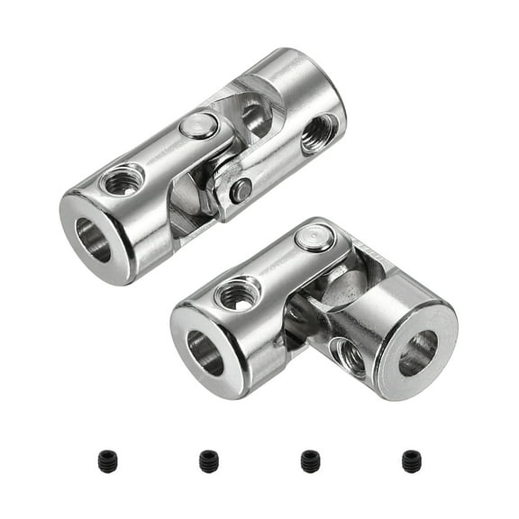 Uxcell 2pcs Universal Joint Shaft Coupling, 4mm to 4mm Inner Dia Rotatable Steering Shaft U Joints Coupler with Screws for RC Car, Robot, Boat Drive Ship Motor Use