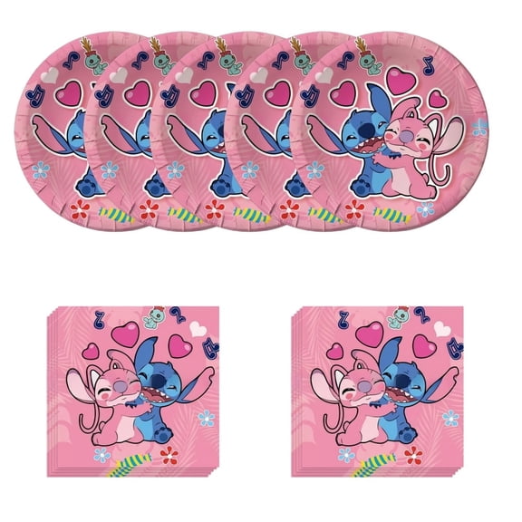 40PCS Cute Alien Themed Party Supplies, Disposable Tableware Set with 20 Plates & 20 Napkins for Themed Parties