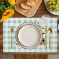 thumbnail image 4 of Yellow Sunflower Placemats Set of 8, Gnomes Teal Checkered Farmhouse Art Placemats for Dining Table, Place Mats for Kitchen Tabletop, Waterproof Wipeable Dining Table Mats Set, 4 of 9