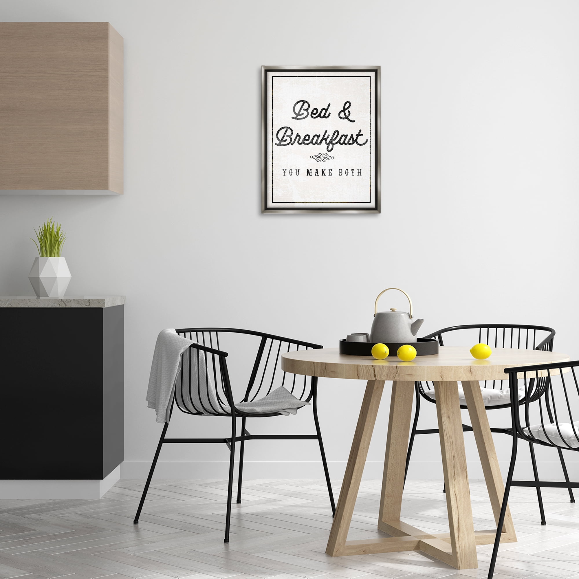Stupell Industries Bed & Breakfast Humor Text & Numbers Painting Gray Floater Framed Canvas Art Print Wall Art, 17 x 21
