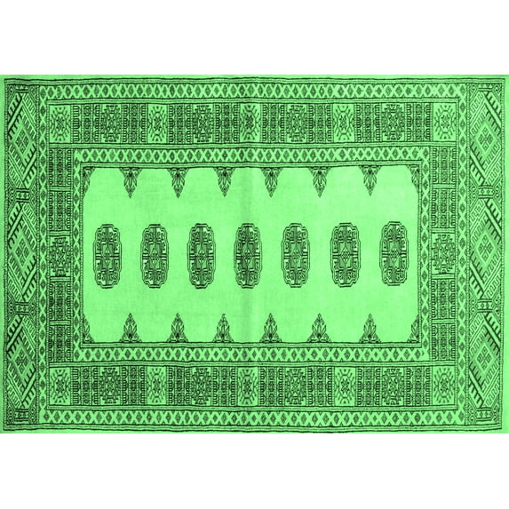 Ahgly Company Indoor Rectangle Southwestern Emerald Green Country Area Rugs, 7' x 9'