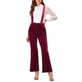 thumbnail image 2 of INSPIRE CHIC Women's High Waist Button Pants Polka Dots Overalls Jumpsuits L Red, 2 of 5