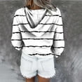 thumbnail image 4 of Jinhomg Trendy Striped Sweatshirt for Women Lightweight Comfy Long Sleeve Button Collar Pullovers Fall Casual Loose Drawstring Hoodies with Pocket Prime Day 2025 White M, 4 of 7