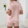 thumbnail image 4 of Pajamas for Women Set 2 Pcs Womens Shorts Pajama Set Button Up Loungewear for Women Sleepwear for Women, 4 of 4