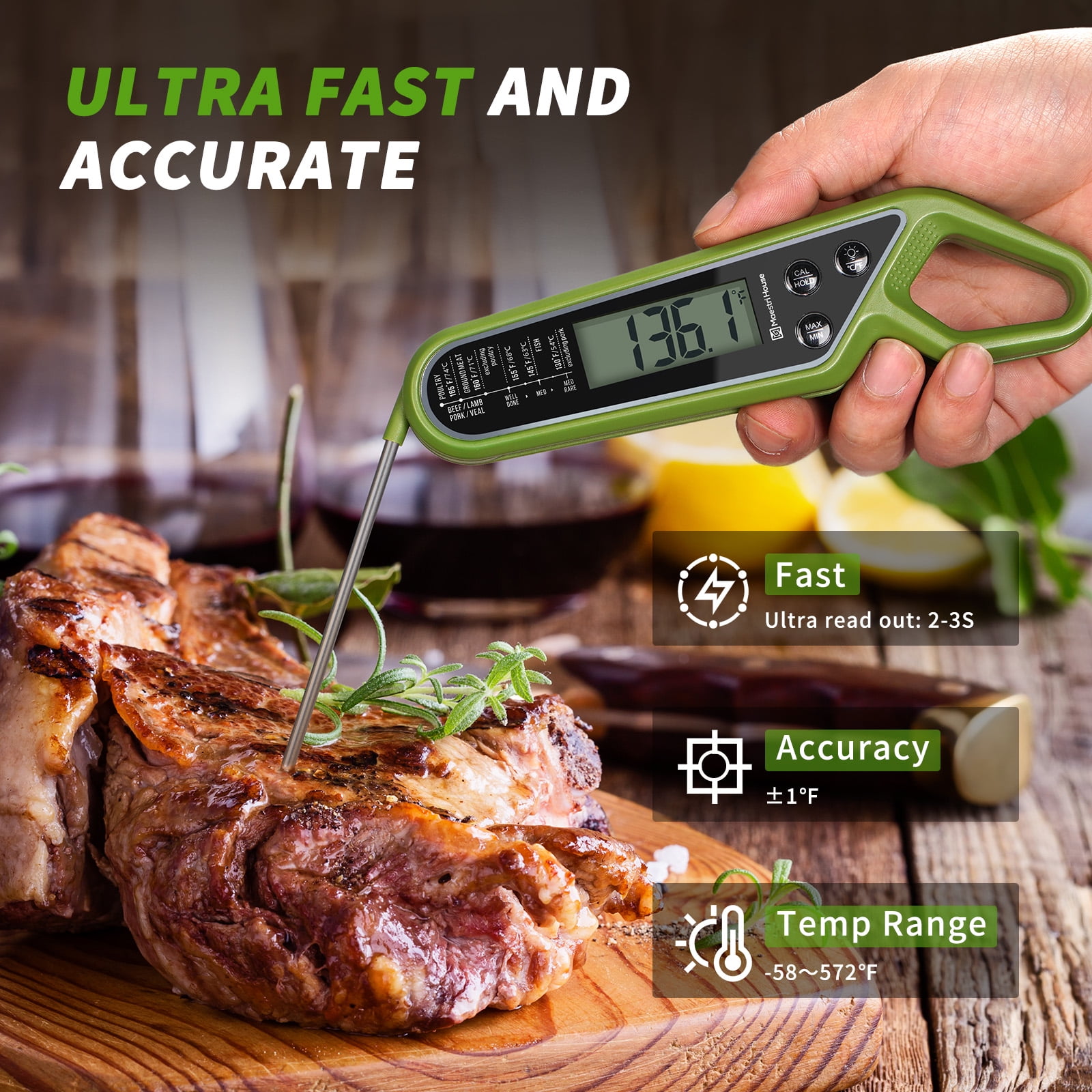 2 in 1 Meat Thermometer for Cooking, Grilling – gaistenofficial
