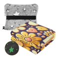 thumbnail image 2 of Yellow Flowers on Yellow Travel Blanket Pillow Compact Foldable Airplane Throw Blanket with Trolley Sleeve for Travel Camping, 2 of 8