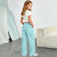 thumbnail image 6 of NOLDARES Girls Wide Leg Sweatpants Kids Baggy Sweat Pants Oversized Elastic Waist Straight Wide Leg Joggers with Pockets(W107-Light Blue), 6 of 9