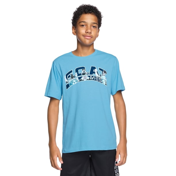 Remera Messi Slim-Fit con Estampa Gráfica de Algodón Mezcla Azul Air