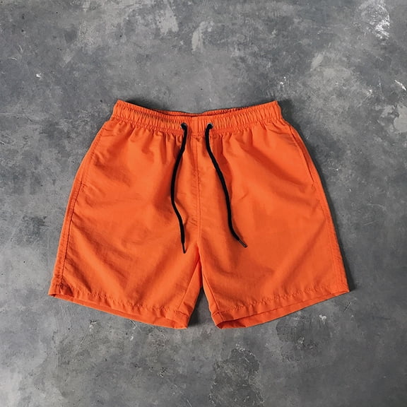 Glisme Men Shorts Casual Colorful Knee-Length Pants Sports Loose Thin Beach Shorts For Men Trip Work Camping Fishing Golf Orange