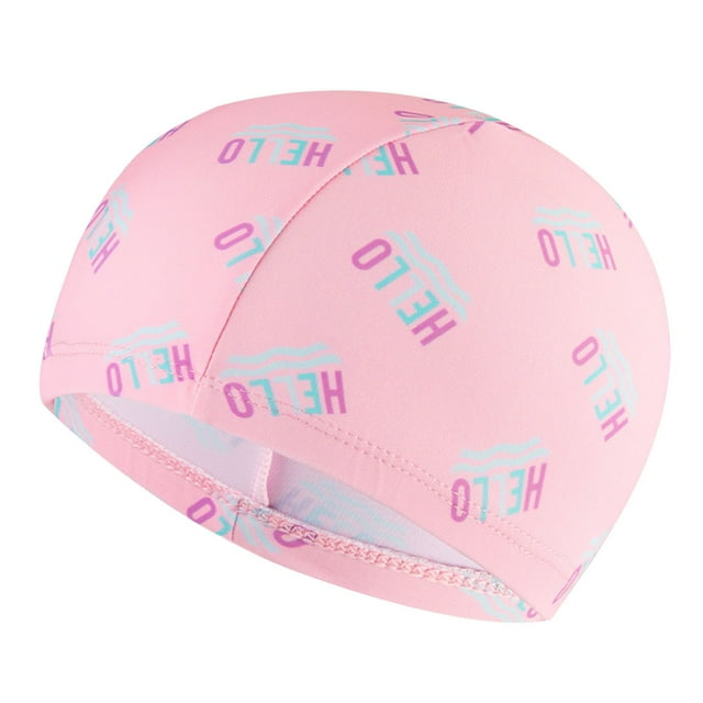 COM1950s Swimming Caps for Girls, Children's Swimming Cap Printed Comfortable Cloth Cap Baby Swimming Elastic Cap