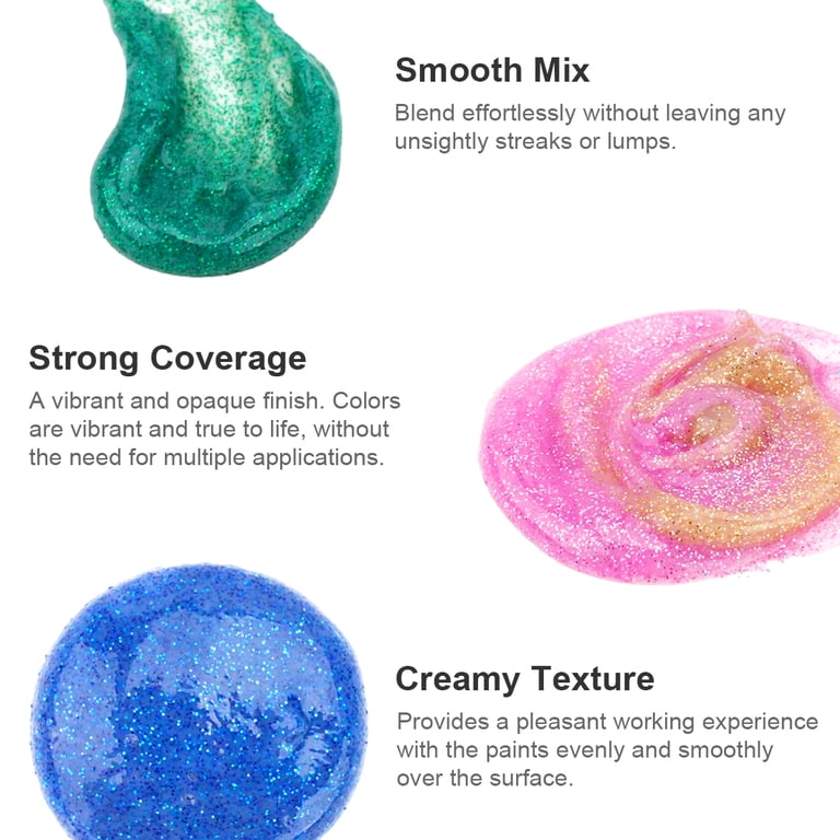 AUREUO Galaxy Glitter Acrylic Paint Set, 8 Sparkle Colors photo 7