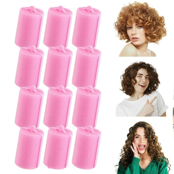 12 Pieces Sponge Hair Rollers,1.37 Inch Foam Rollers for All Hairs,Soft Curler Flexible Styling Wave Curlers for Hairdressing Styling,Random Color