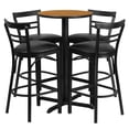 thumbnail image 2 of Flash Furniture 24'' Round Natural Laminate Table Set with X-Base and 4 Two-Slat Ladder Back Metal Barstools - Black Vinyl Seat, 2 of 2